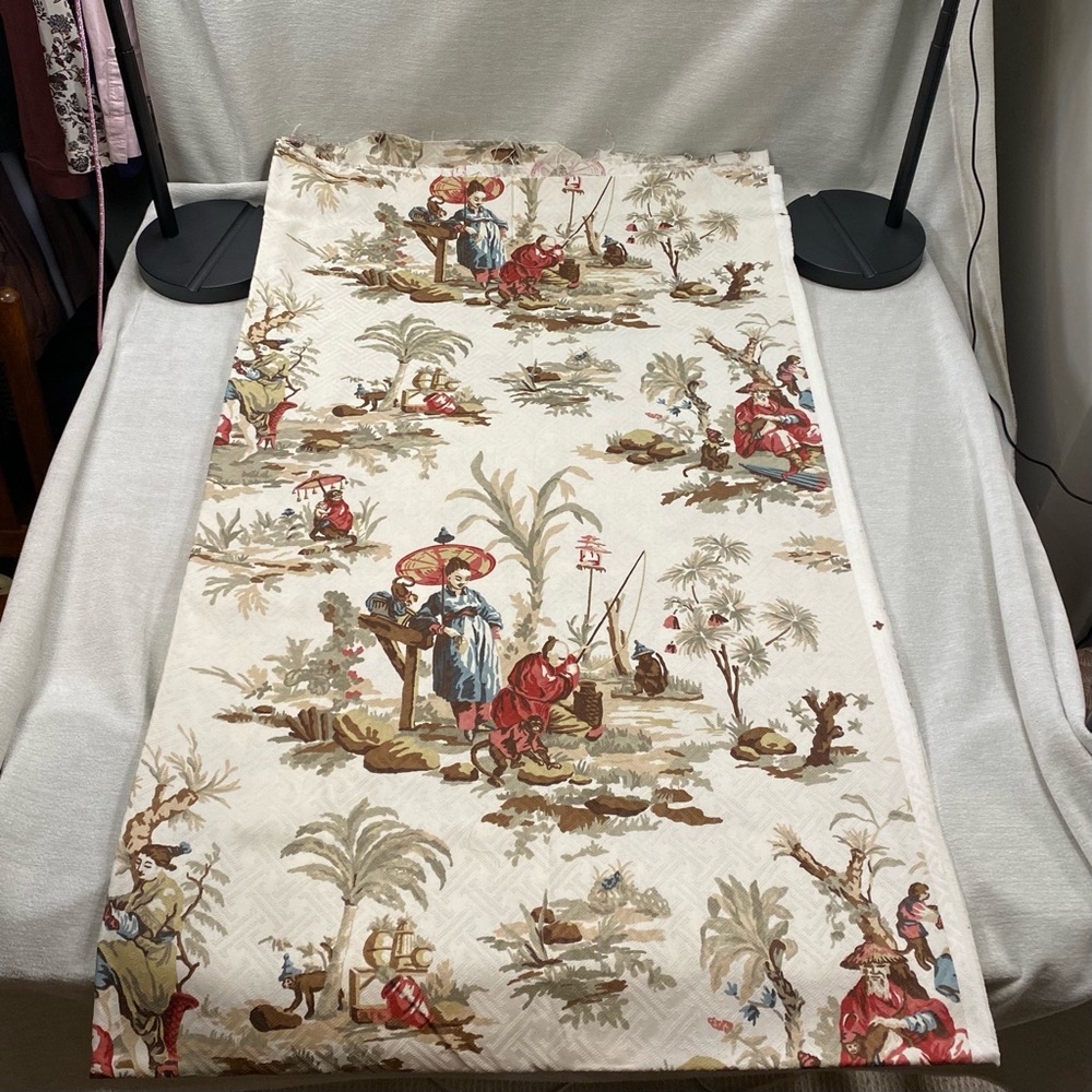 RARE Kravet Singerie VTG Wesley Mancini Cotton Damask Fabric Chinoiserie Toile